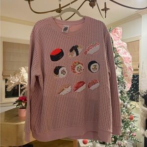 Queen of sparkles Pink Sushi Embroidered Sweater